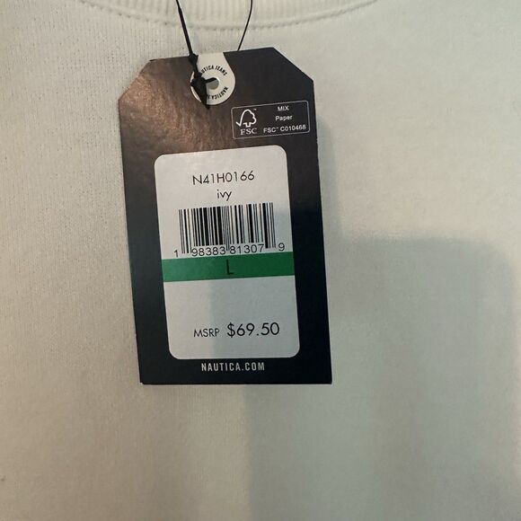 NEW Nautica Jeans Ivory Sweatshirt Women’s Size Large Cottage Core Msrp $69 - Picture 3 of 7